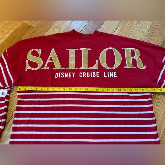 Disney Cruise Line Spirit Jersey Red White Glitter Sailor Striped Sz L NWT FLAW - Picture 12 of 14